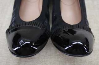 Anyi Lu Cara Flats Black Leather Ballet flats shoes 37.5 / 7 US $385 