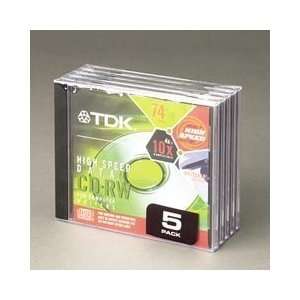  TDK 4x CD RW Media   700MB   5 Pack