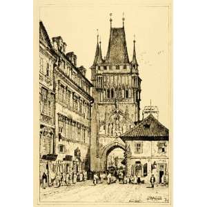  1915 Print Samuel Prout Art Prauge Czech Republic Gothic 