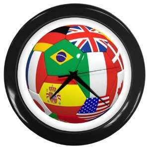  World Soccer Ball Wall Clock (Black)
