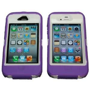  Iphone 4 4S Body Armor Defender Purple and White 