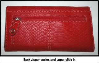 Kathy Van Zeeland Brick Red Monogram Clutch Wallet Boxed Nwt  
