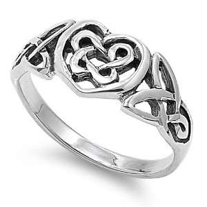   Sterling Silver Plain Polished Celtic Heart Knot Ring size4 Jewelry
