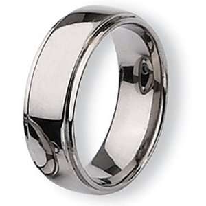   Chisel Ridged Edge Polished Titanium Ring (8.0 mm)   Size 6.0 Chisel