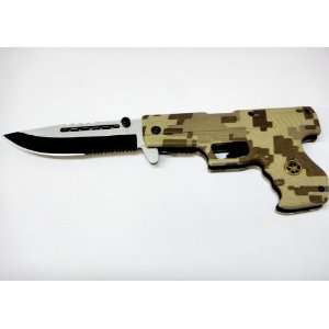 Unique_Gear Pistol Shaped Camo designs Spring Assisted Pocket Knife, 8 