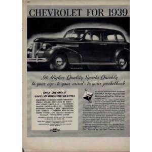   Master De Luxe Sport Sedan.  1939 Chevrolet Ad, A2493 Everything
