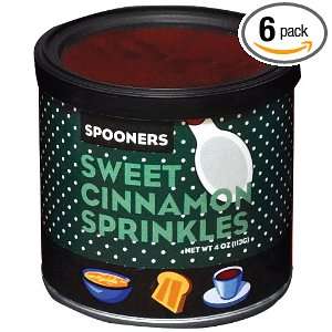 McStevens Spooners Sweet Cinnamon Sprinkles, 4 Ounce Cans (Pack of 6 