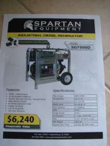 New Spartan Industrial Diesel Generator, Gas Gen, Press Washer, Air 