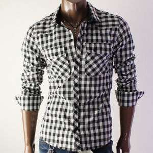 Mens Casual Slim Line square check Dress shirts (HC18)  