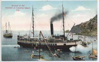 Catalina Island Vintage Postcard Arrival of Steamer  