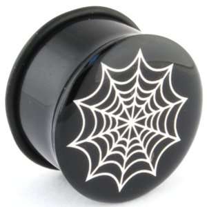  One Acrylic Single Flared Logo Plug 9/16 Spider Web 