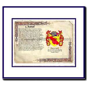  Chanal Coat of Arms/ Family History Wood Framed