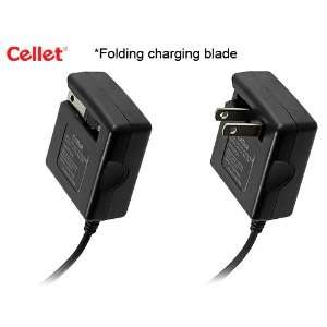  Cellet Black Travel & Home Charger W/ Folding Charging Blade With 2 
