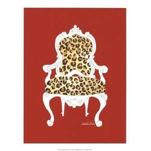    Leopard Chair On Red by Chariklia Zarris 14x18