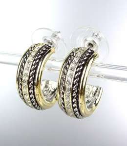   Style Gold Silver Cable CZ Crystals PETITE Hoop Earrings  