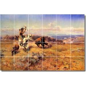 Charles Russell Indians Floor Tile Mural 17  17x25.5 using (24) 4 