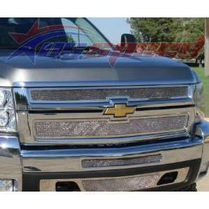  2007 UP Silverado HD Polished Wire Mesh Grille 2PC Upper 