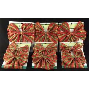  Holiday Metallic Plaid Decorative Bow Set, Includes 9 Bows 