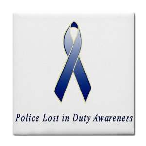  Police Lost in Duty Awareness Ribbon Tile Trivet 