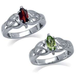 REAL Peridot or Garnet 925 Sterling Silver Celtic Ring  