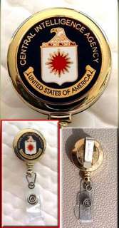 CIA Mini Seal ID Holder Retractable Gold Enameled  