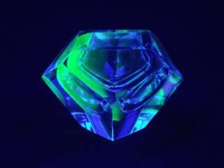 Murano sommerso blue & vaseline uranium faceted glass bowl  
