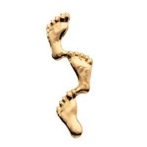 Genuine St. Anton Pin Brooch. 14K Yellow Gold Footprints In The Sand 