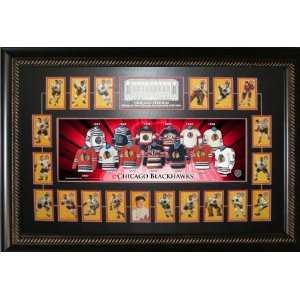 Chicago Blackhawks Unsigned 10 x 30 Deluxe Frame w/tall Boys Cards 