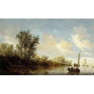   Salomon van Ruysdael   24 x 14 inches   River with 