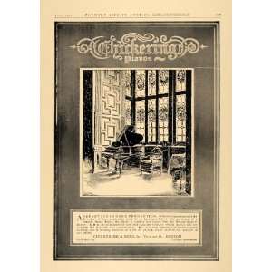1907 Ad Chickering Pianos Grand Style X Quarter Windows   Original 