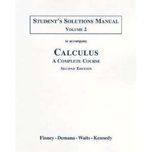  Student Solutions Manual Part 2 for Calculus A Complete 