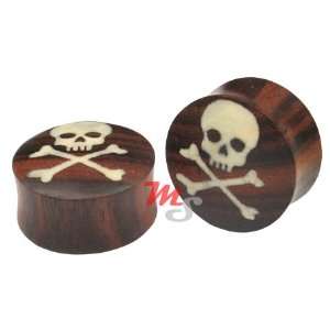  Skull & Crossbones Sono Wood Organic Plugs 12mm 1/2 g 