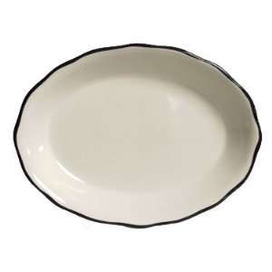   Scalloped Edge Oval Platter   American White with Black Band   1 Dozen
