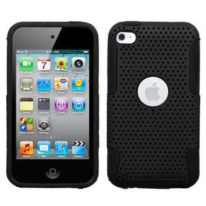 Black Dual Layer Hybrid Hard + Soft Silicone Case Cover for iPod Touch 