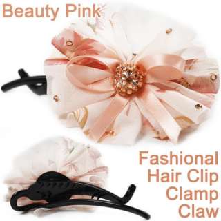  Women Flower Hair Pin Clip Crystal Cloth Band Clamp Claws 5 Color A146