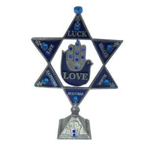 Jewish Holiday Gift. Star of David, Pewter with Blue Stones. Twirling 