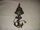 Vintage Nautical Anchor & Bell Wall Hanger Brass Et​ched