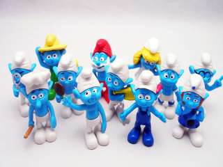 2011 Moive Set of 12pcs Cute Smurfs Figure 6cm Sale Price  