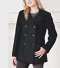 NEW EXCELLED MISSES WOMENS sz M BLACK WOOL PEACOAT $80