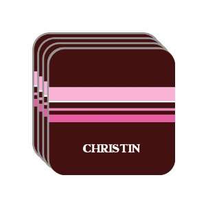 Personal Name Gift   CHRISTIN Set of 4 Mini Mousepad Coasters (pink 