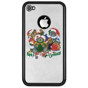 iPhone 4 or 4S Clear Case Black Have A Beary Merry Christmas 