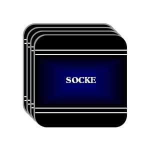 Personal Name Gift   SOCKE Set of 4 Mini Mousepad Coasters (black 