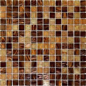  Montego Sela 3/4x3/4 Brown Blend Irridiscent Glass Mosaic 