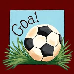Soccer Ball Goal Varsity Red Canvas Art 