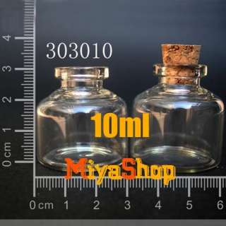 10 1000p Clear Glass Bottle Vial Cork 10ml Wishing Oil High 