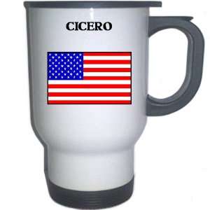  US Flag   Cicero, Illinois (IL) White Stainless Steel Mug 