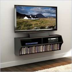 Prepac Altus Wall Mounted Home Entertainment Console Black TV Stand 