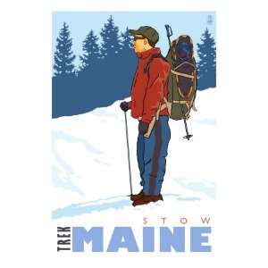  Snow Hiker, Stow, Maine Premium Poster Print, 18x24