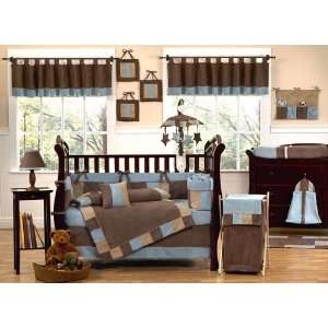  Soho Blue and Brown 9 Piece Crib Bedding Collection Baby