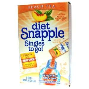 Diet Snapple Singles to Go PeachTea (6 Sticks in each box) 4 BOXES 